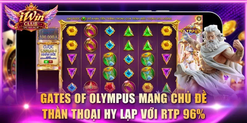 Gates of Olympus mang chủ đề thần thoại Hy Lạp với RTP 96%