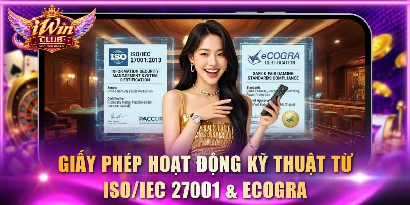 Giấy phép hoạt động kỹ thuật từ ISO/IEC 27001 & eCOGRA